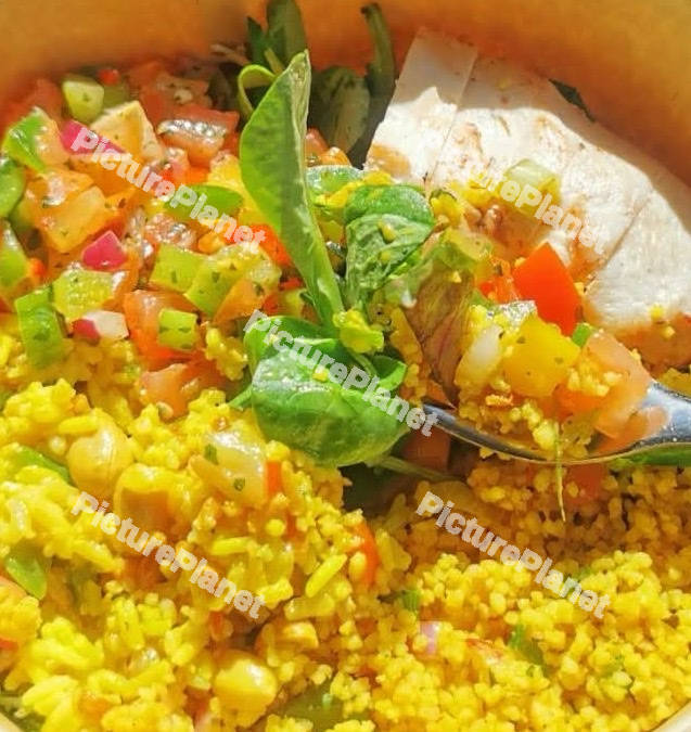 Chicken, Rice And Salad
